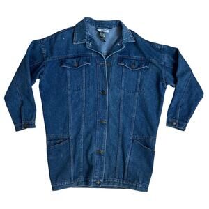 Vintage 80s Denim Weathered Blues Oversized Jacket Coat Workwear Unisex